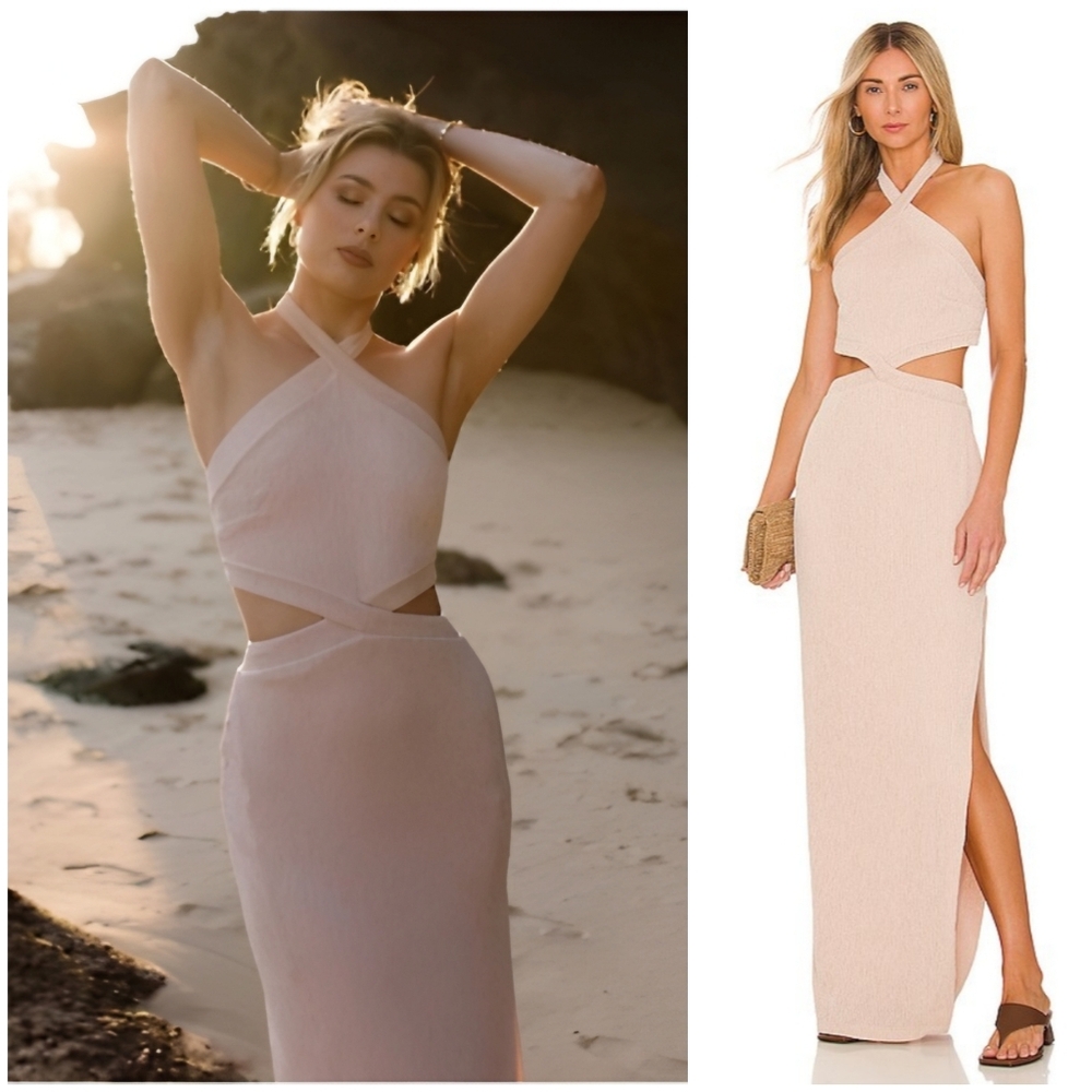 Rumer Textured Cut Out Cassidy Nude Dress, L
